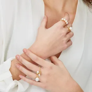 Adjustable Gold Pearl Ring