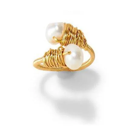 Adjustable Gold Pearl Ring