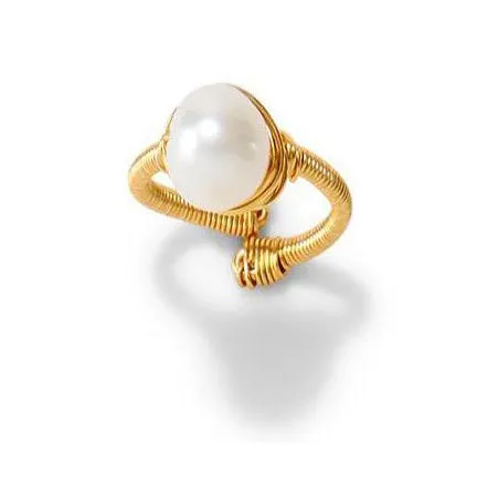 Adjustable Gold Pearl Ring