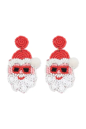 AE5949 - SANTA WITH SUNGLASSES SEED BEADS DROP EARRINGS