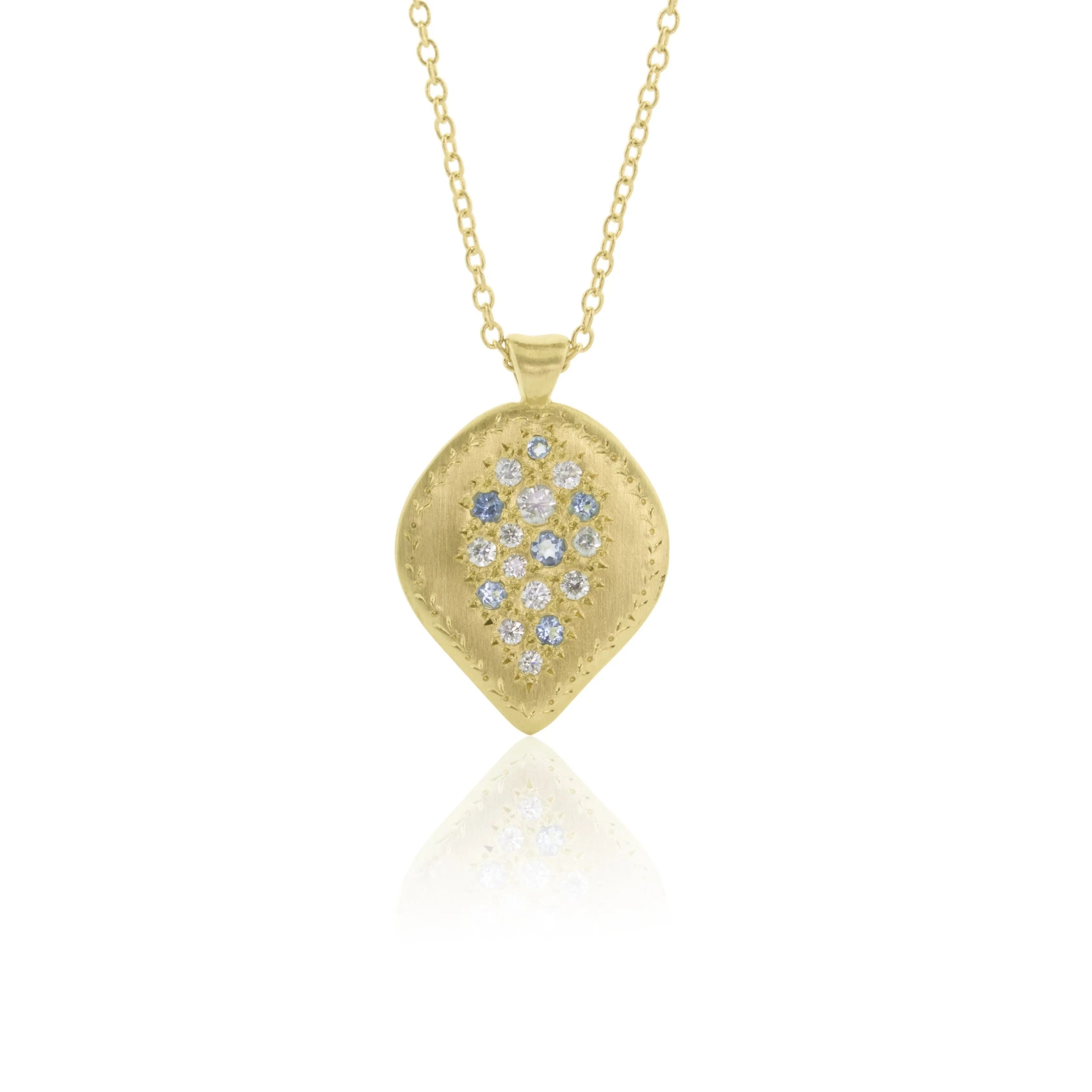 Aquamarine & Diamond Pendulum Pendant Necklace