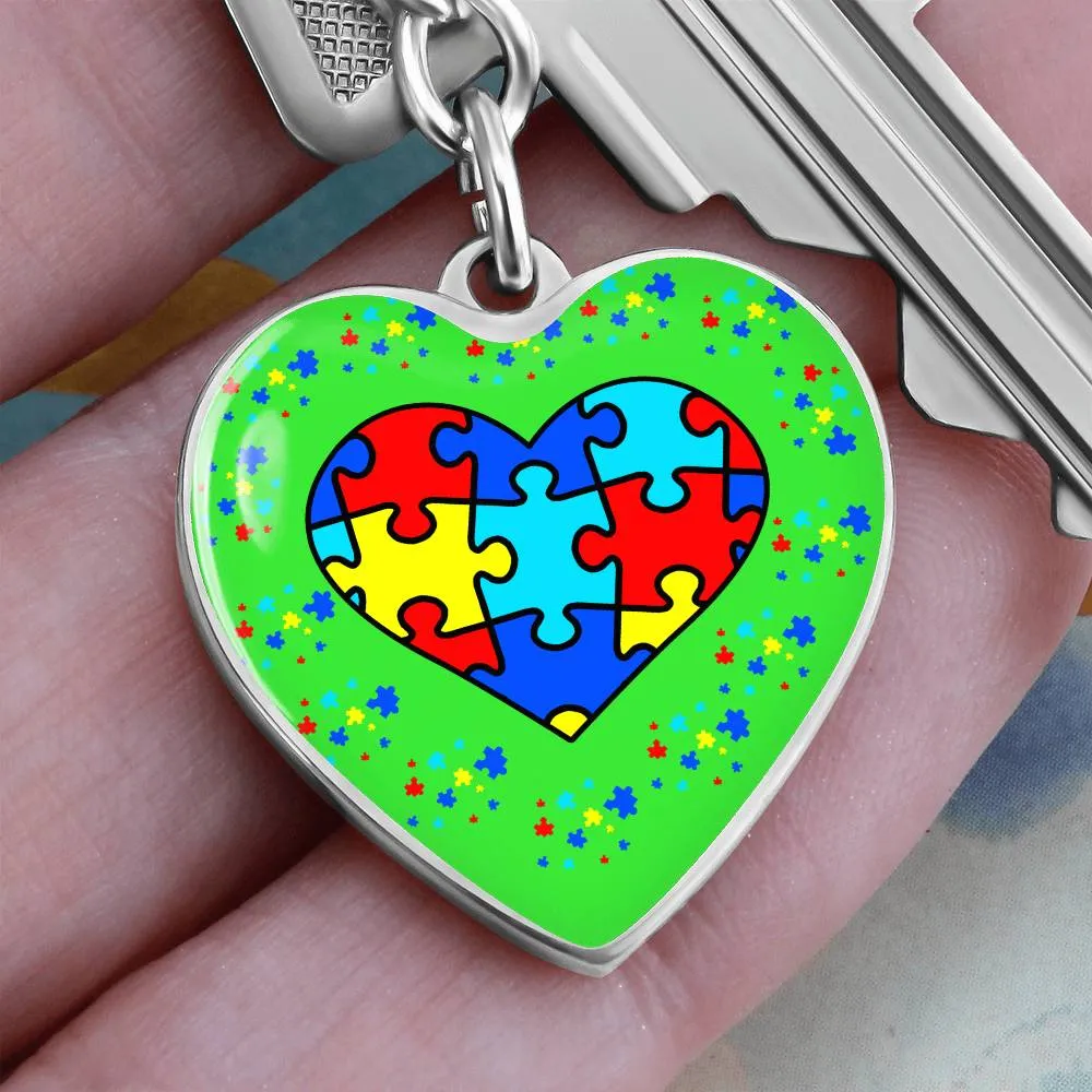 Autism Spectrum Awareness and Love Key Chain Holiday Customizable Gift for Teacher Christmas Present Festive Unique Special Needs Gift
