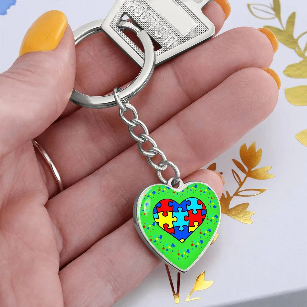 Autism Spectrum Awareness and Love Key Chain Holiday Customizable Gift for Teacher Christmas Present Festive Unique Special Needs Gift