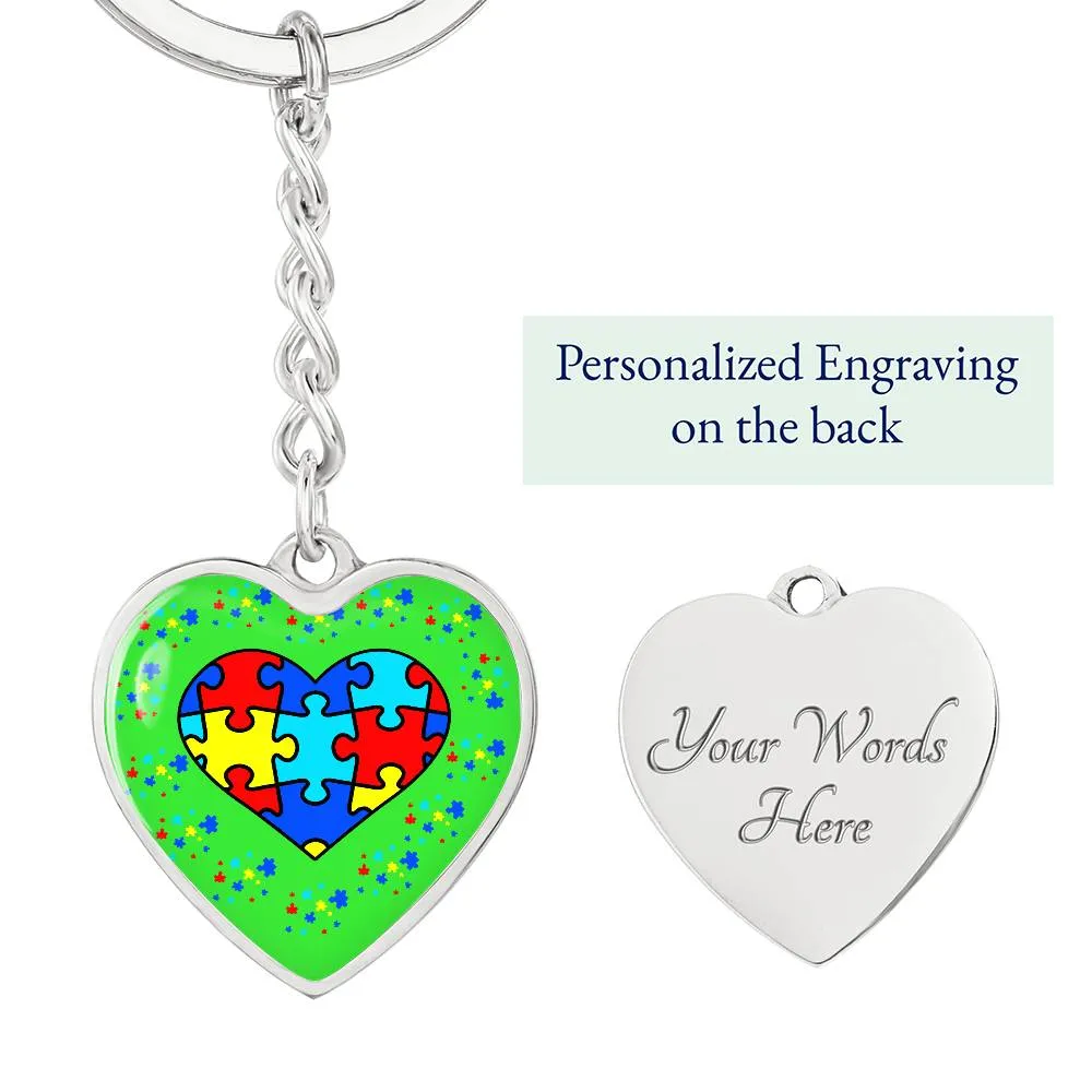 Autism Spectrum Awareness and Love Key Chain Holiday Customizable Gift for Teacher Christmas Present Festive Unique Special Needs Gift