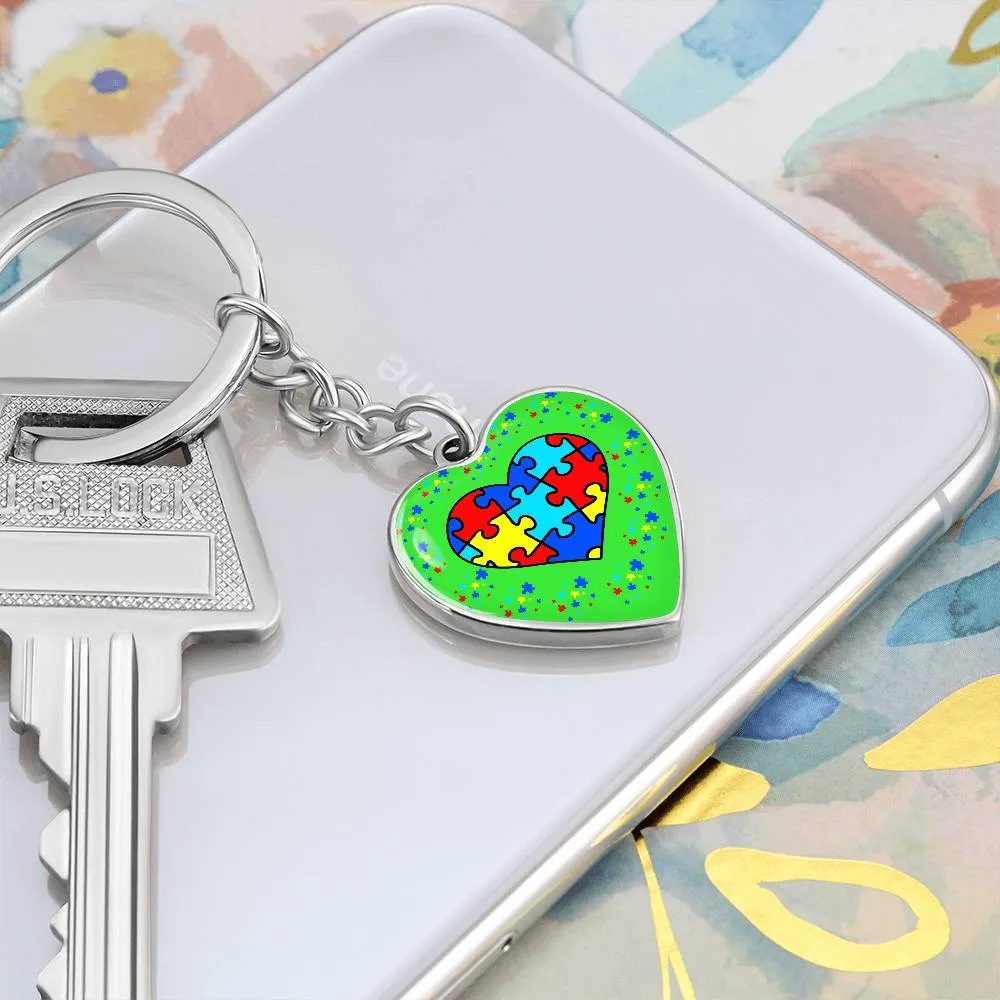 Autism Spectrum Awareness and Love Key Chain Holiday Customizable Gift for Teacher Christmas Present Festive Unique Special Needs Gift