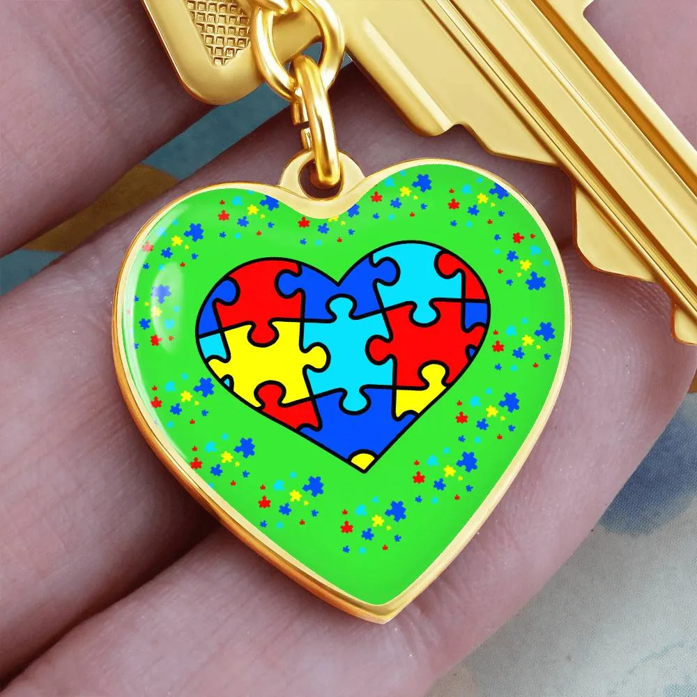 Autism Spectrum Awareness and Love Key Chain Holiday Customizable Gift for Teacher Christmas Present Festive Unique Special Needs Gift