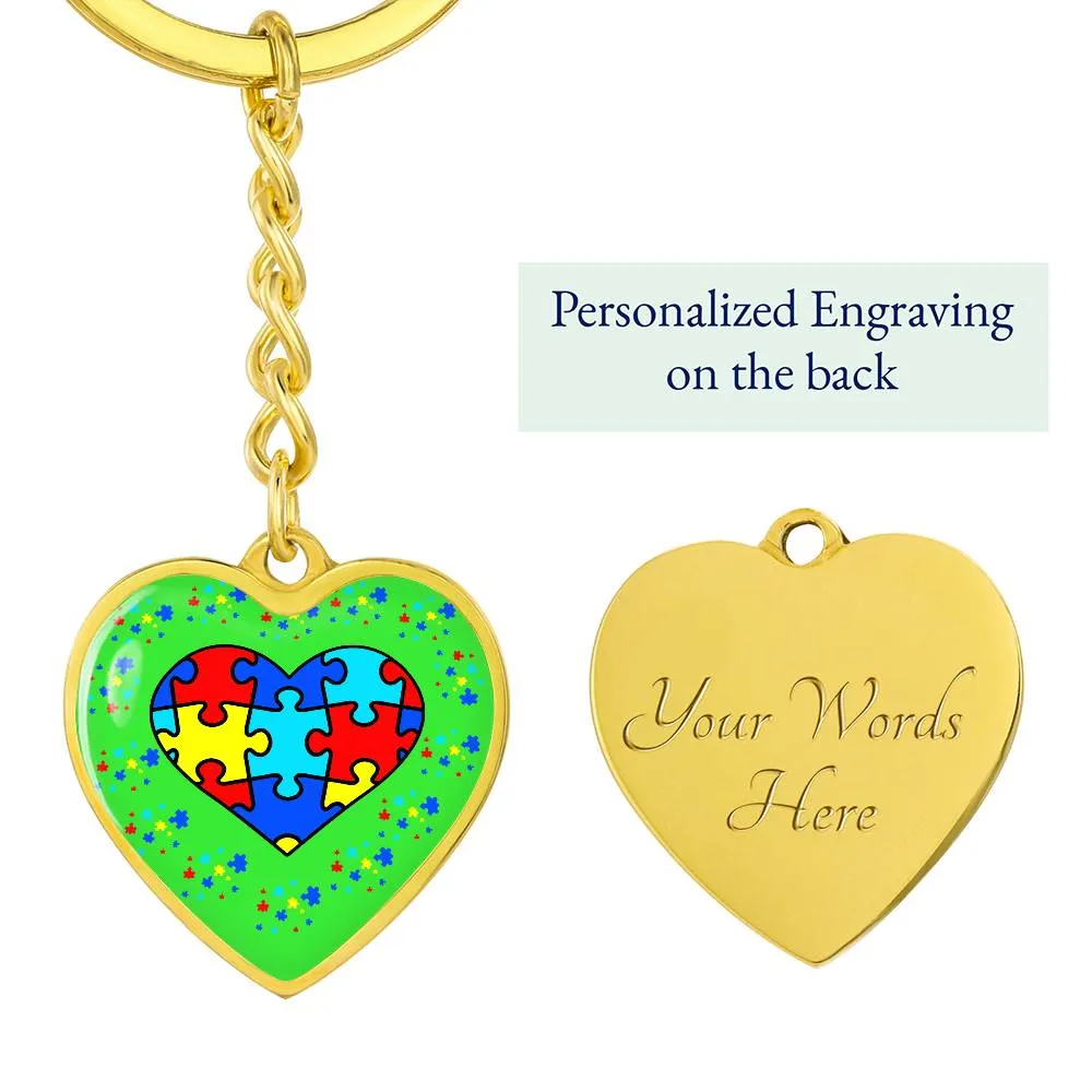 Autism Spectrum Awareness and Love Key Chain Holiday Customizable Gift for Teacher Christmas Present Festive Unique Special Needs Gift
