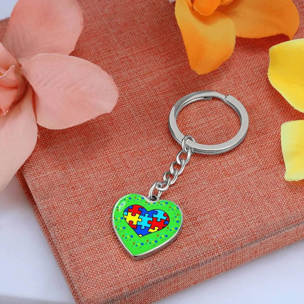 Autism Spectrum Awareness and Love Key Chain Holiday Customizable Gift for Teacher Christmas Present Festive Unique Special Needs Gift