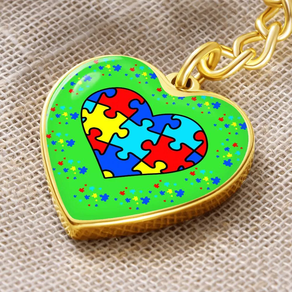 Autism Spectrum Awareness and Love Key Chain Holiday Customizable Gift for Teacher Christmas Present Festive Unique Special Needs Gift