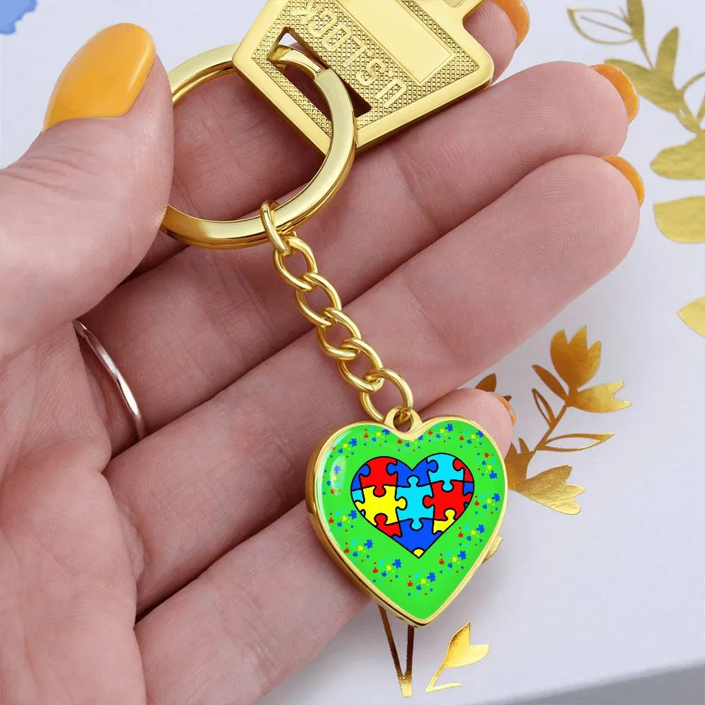 Autism Spectrum Awareness and Love Key Chain Holiday Customizable Gift for Teacher Christmas Present Festive Unique Special Needs Gift