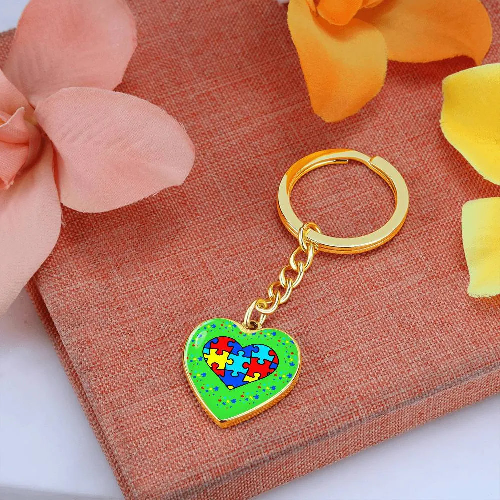 Autism Spectrum Awareness and Love Key Chain Holiday Customizable Gift for Teacher Christmas Present Festive Unique Special Needs Gift