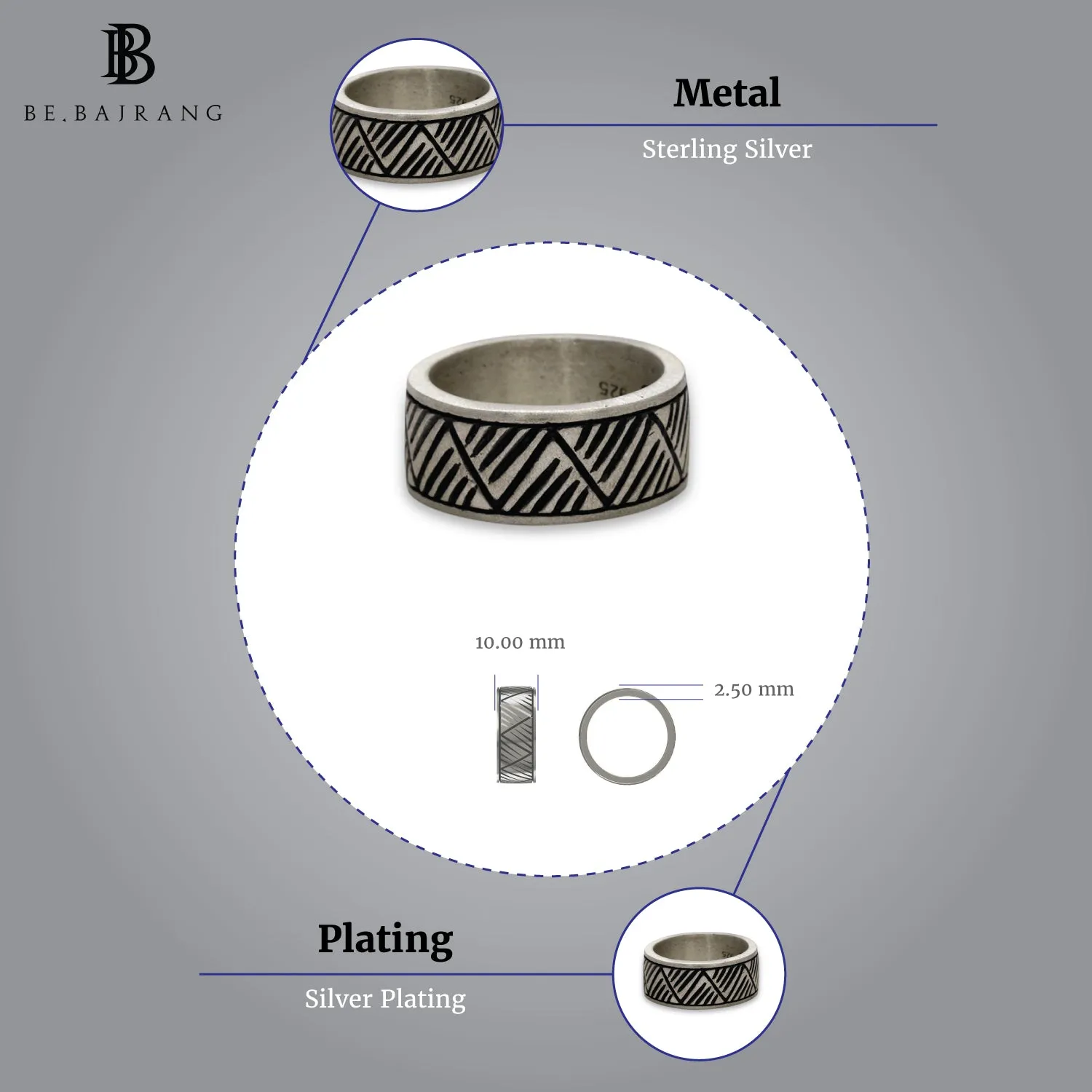 Aztec Tribe Ring, in 925 sterling silver
