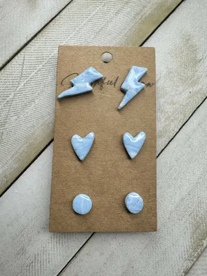 Baby Blue Stud Trio