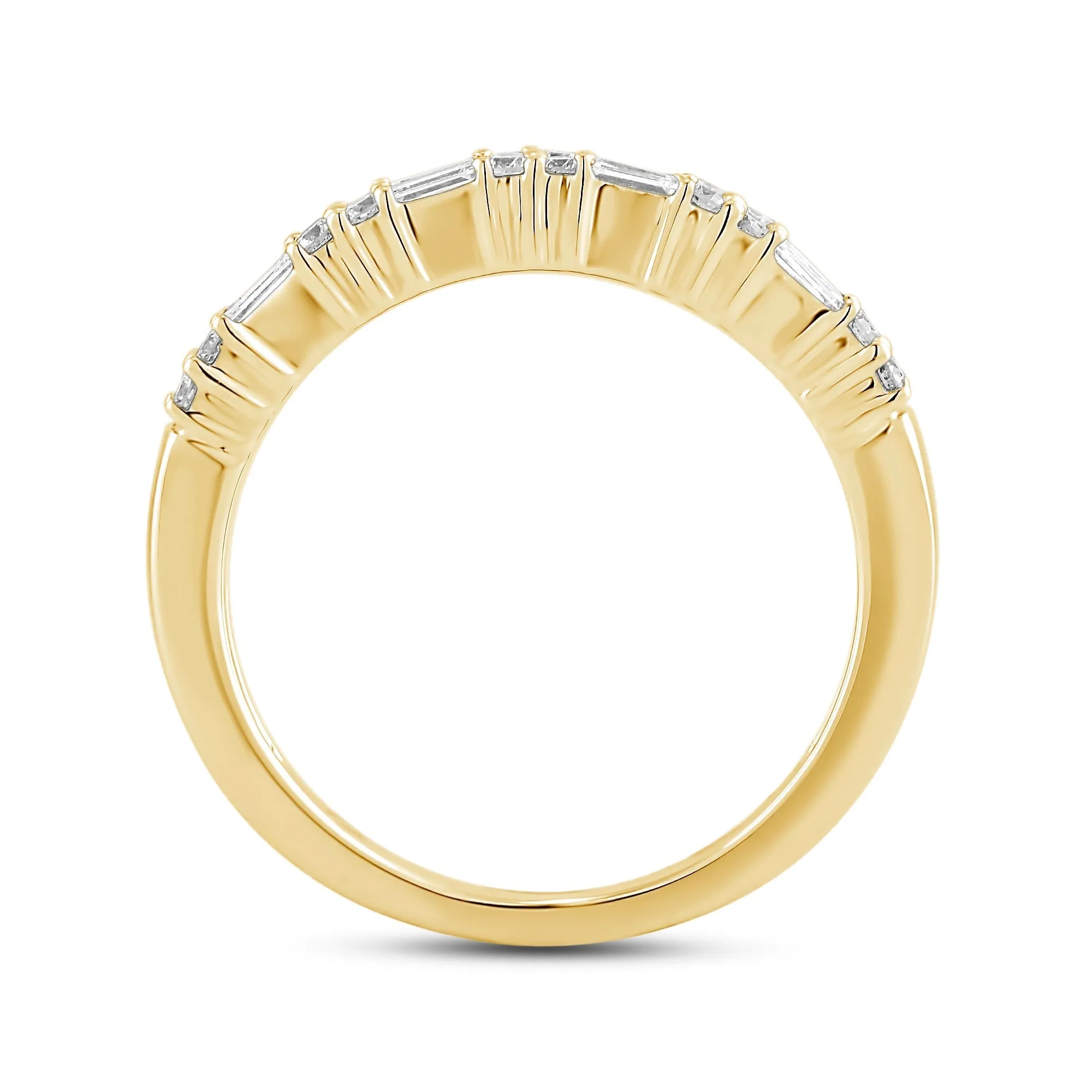 Baguette and Round Two Row Fashion Diamond Ring