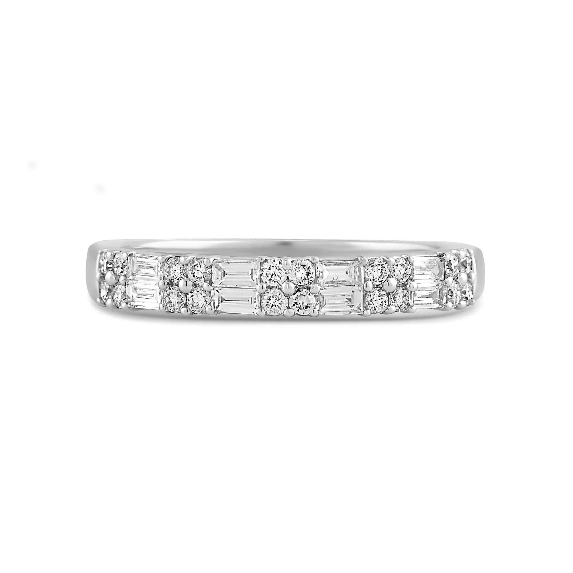 Baguette and Round Two Row Fashion Diamond Ring