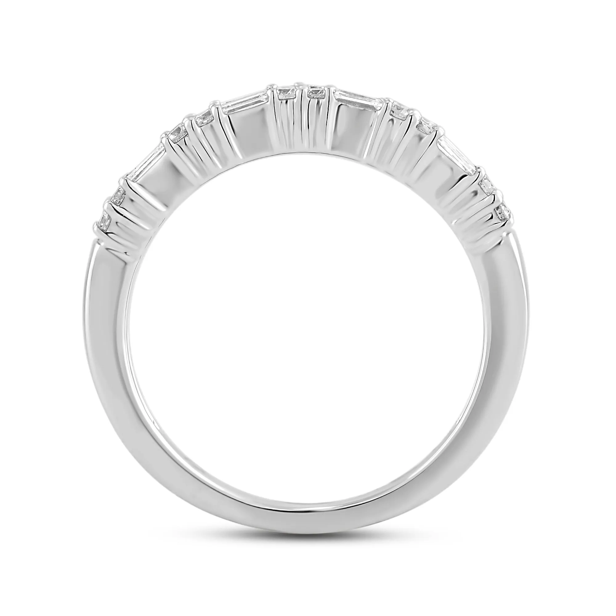 Baguette and Round Two Row Fashion Diamond Ring