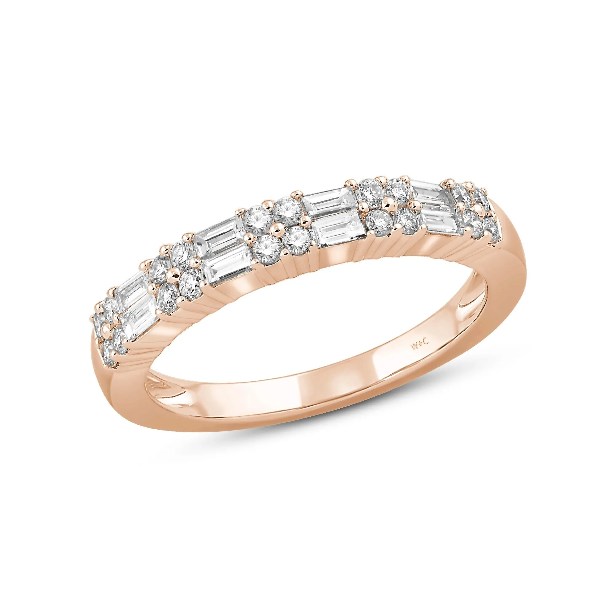 Baguette and Round Two Row Fashion Diamond Ring