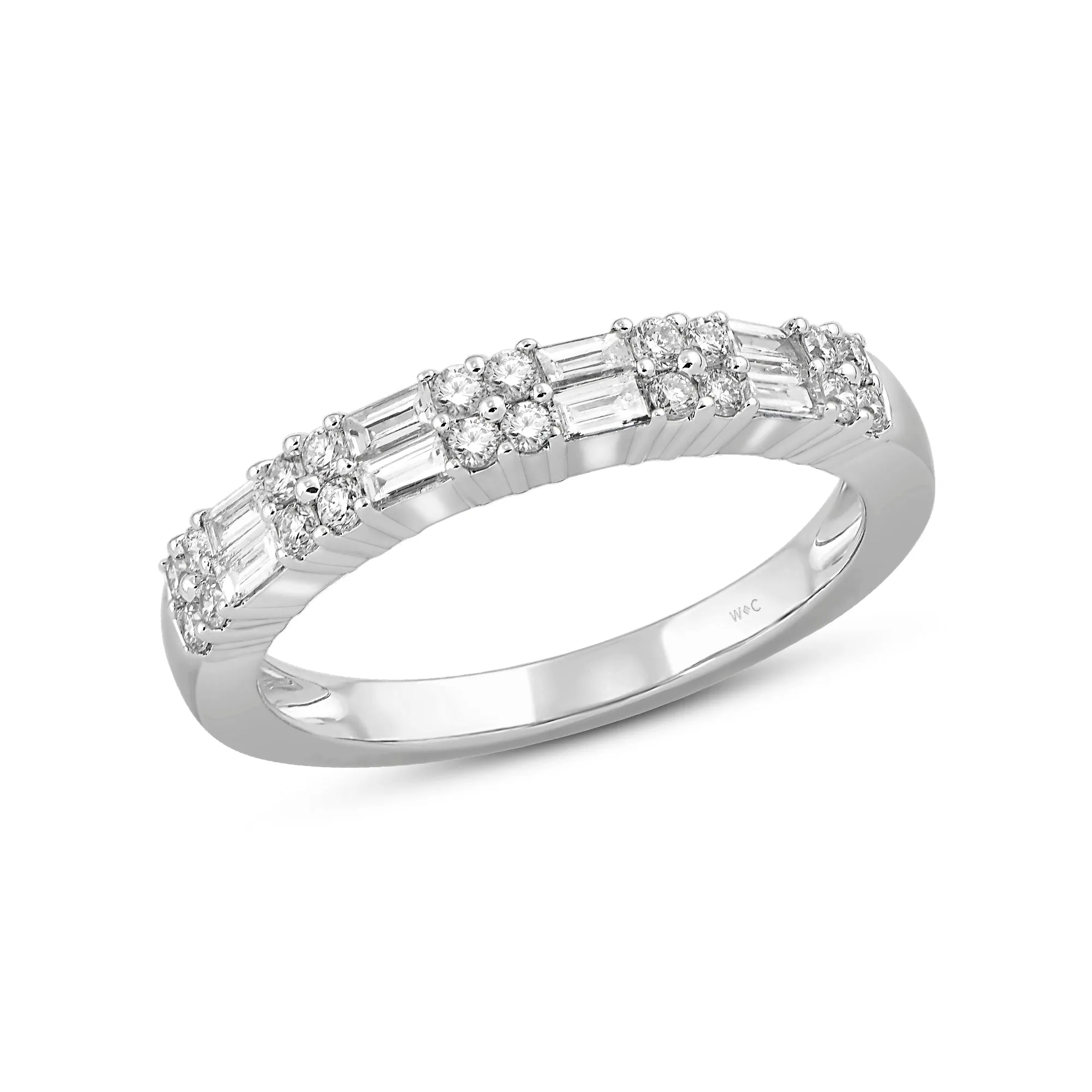 Baguette and Round Two Row Fashion Diamond Ring