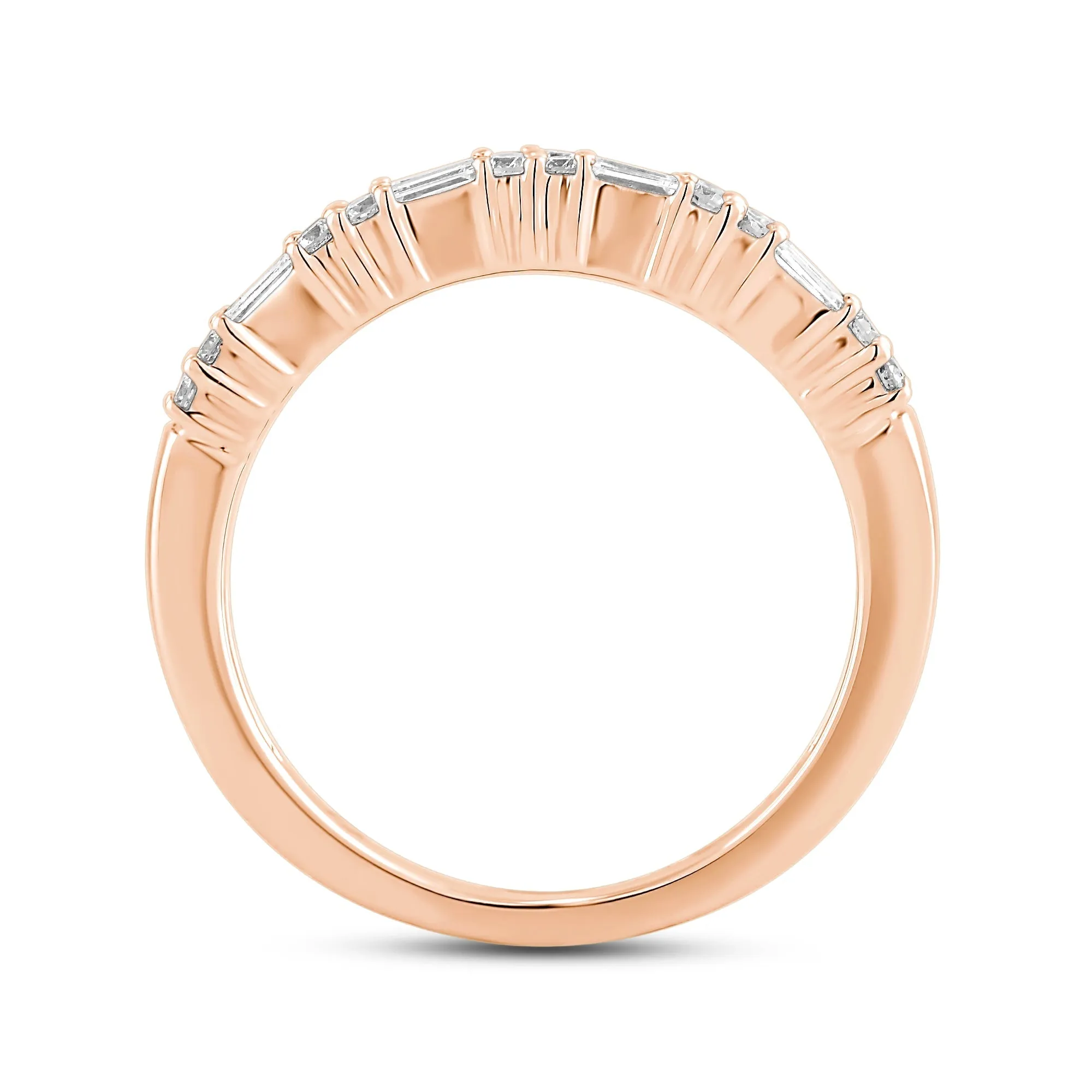 Baguette and Round Two Row Fashion Diamond Ring