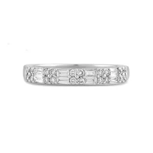 Baguette and Round Two Row Fashion Diamond Ring