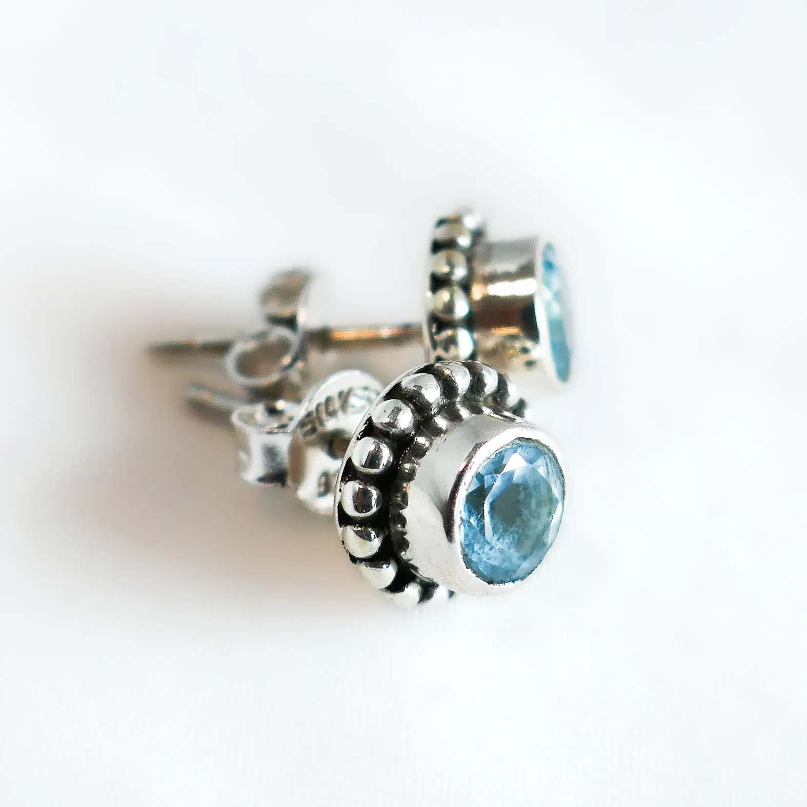 Blue Topaz Dotted Studs