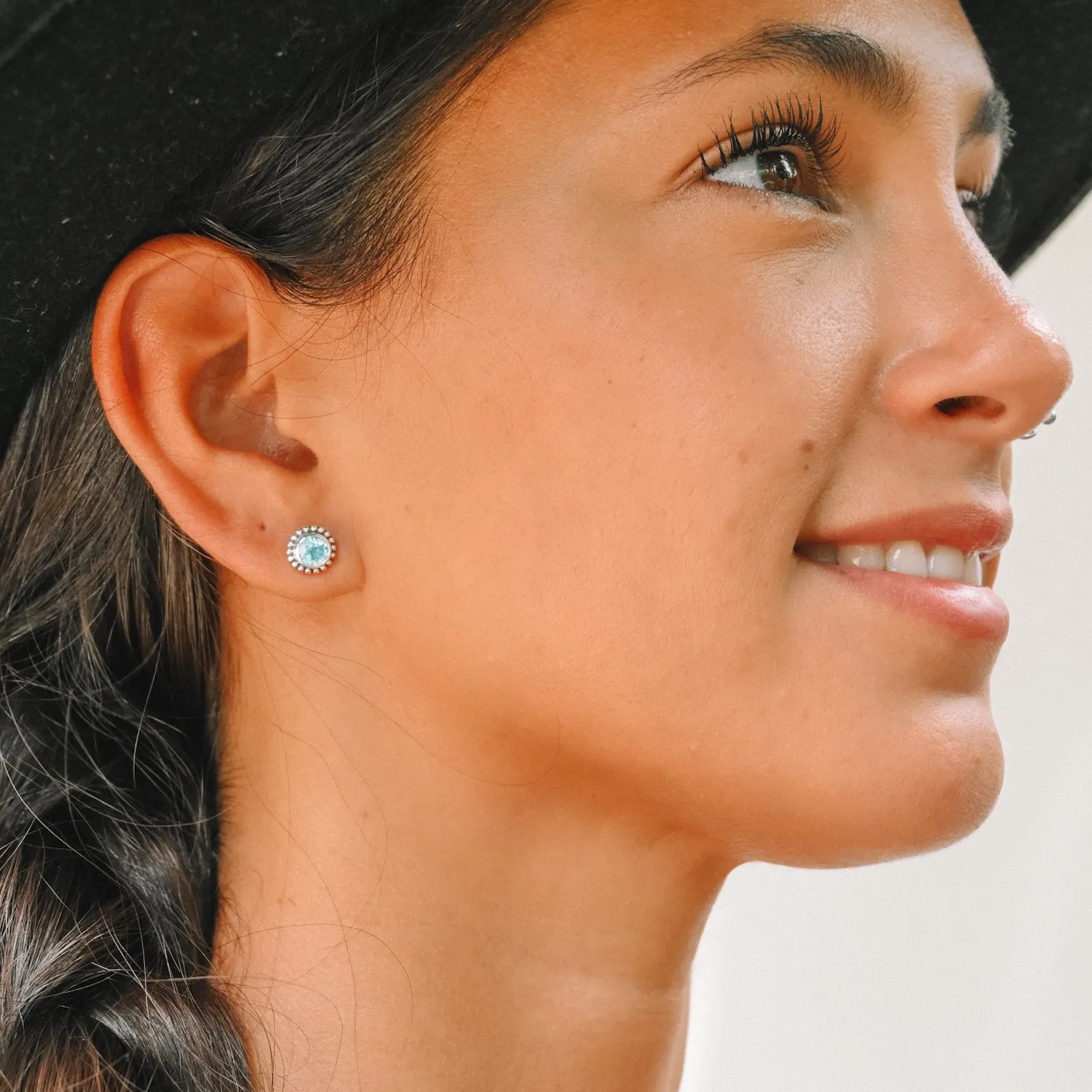 Blue Topaz Dotted Studs