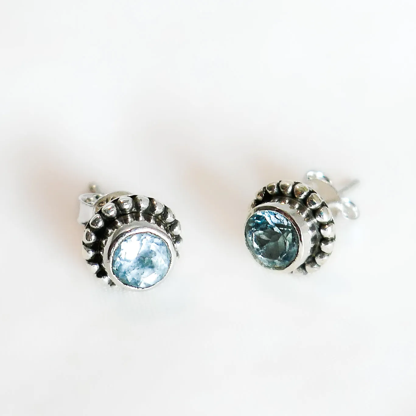 Blue Topaz Dotted Studs
