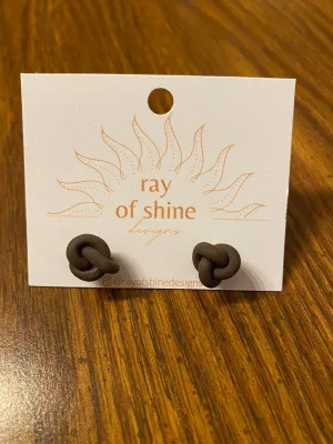 Brown Knotted Stud Earring