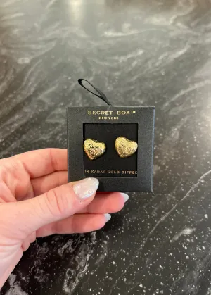 Brushed Heart Stud Earrings