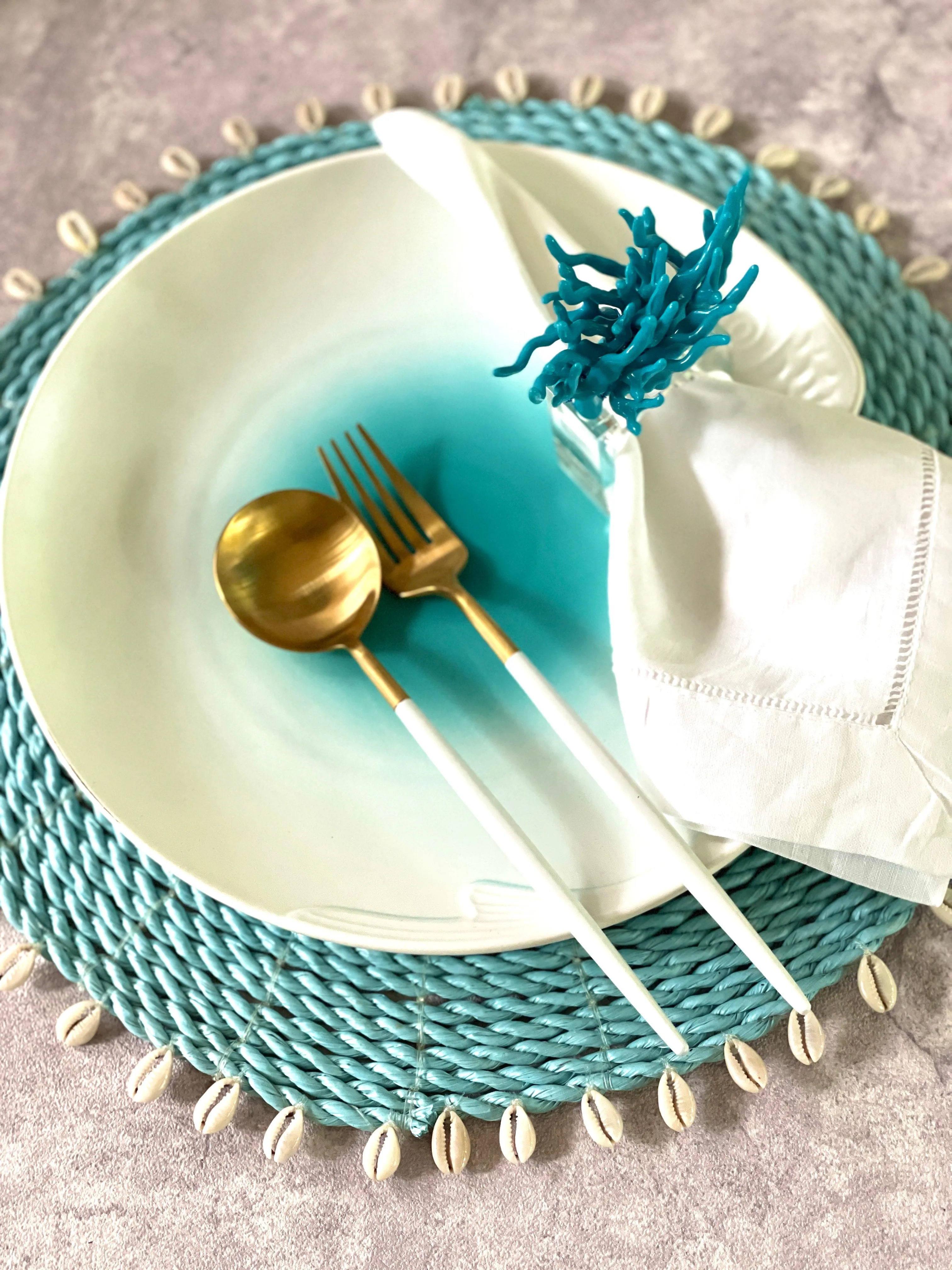Capri Turquoise Blue Napkin Rings (Set of 4)