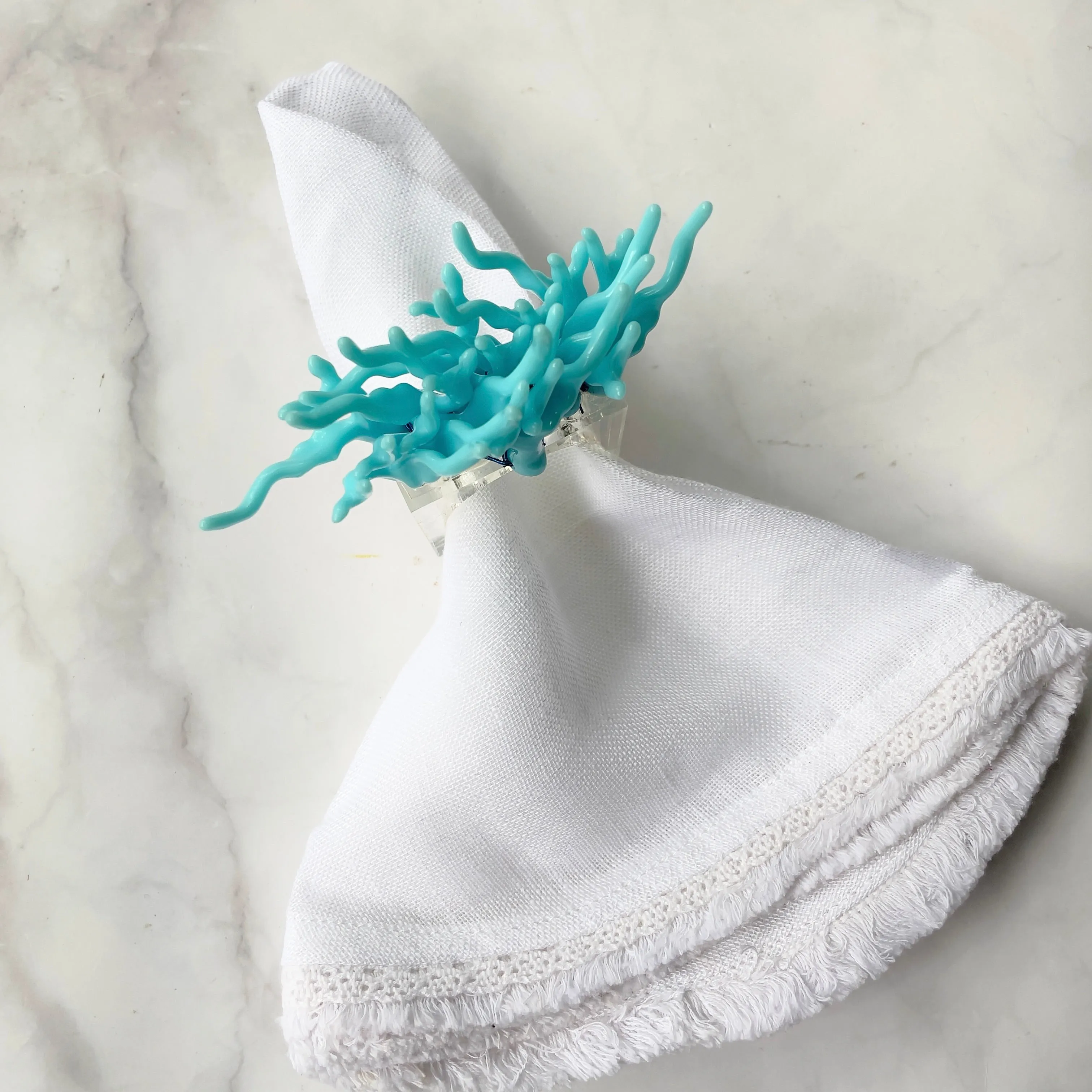 Capri Turquoise Light Blue Napkin Rings (Set of 4)