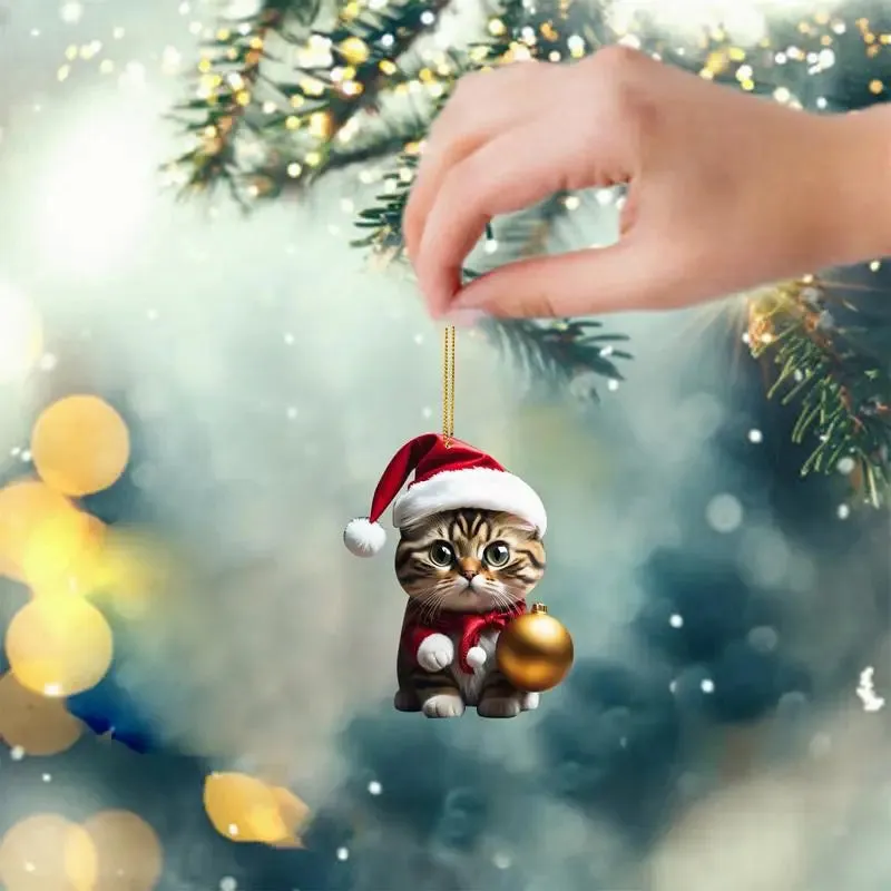 Cat Christmas tree pendants