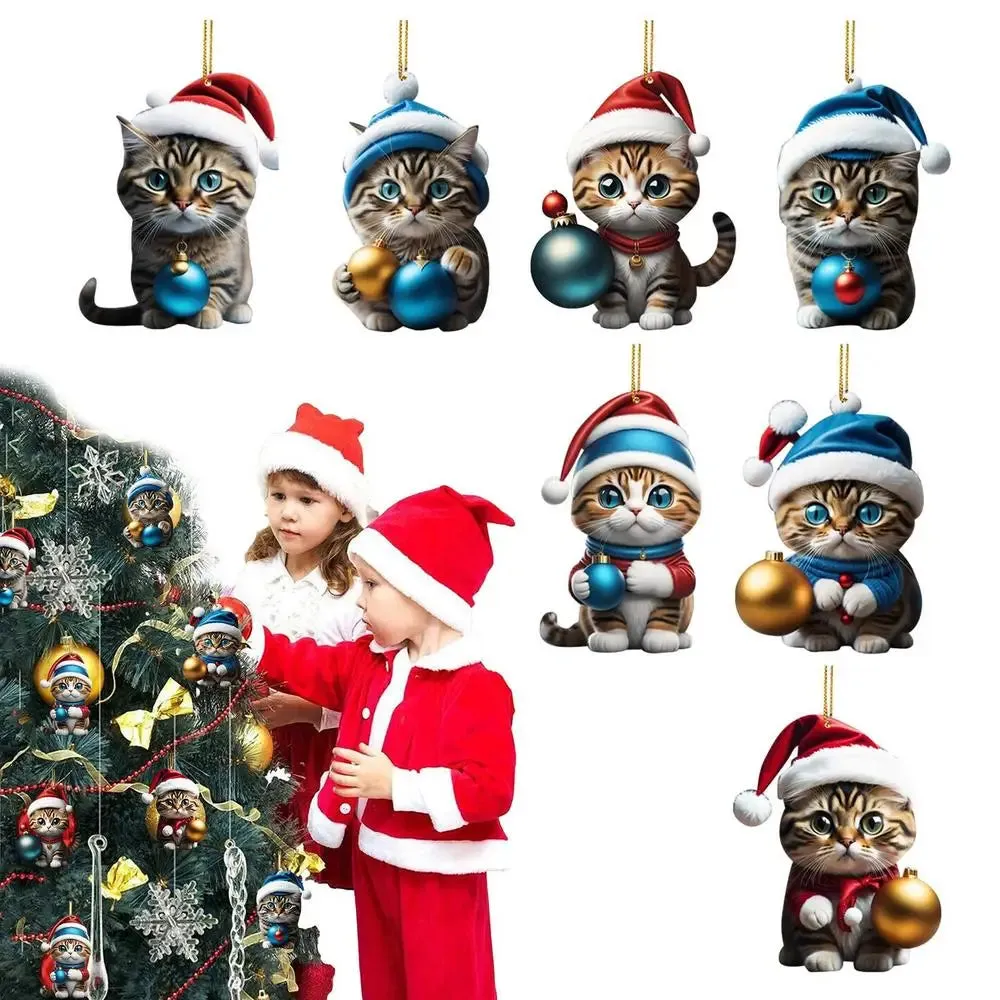 Cat Christmas tree pendants