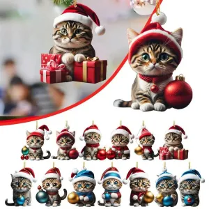 Cat Christmas tree pendants