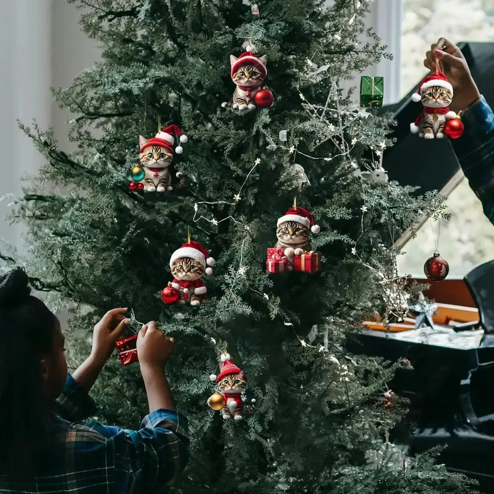 Cat Christmas tree pendants