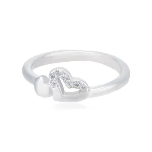 Chic Duo 925 Rhodium Plated Contrast Heart Rings