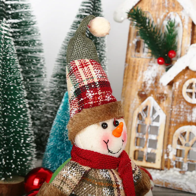 Christmas Snowman & Elk Plaid Button Doll Pendant Ornaments