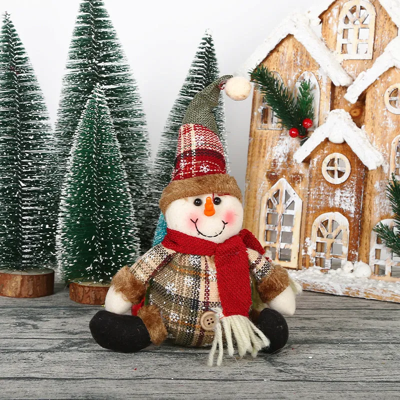 Christmas Snowman & Elk Plaid Button Doll Pendant Ornaments