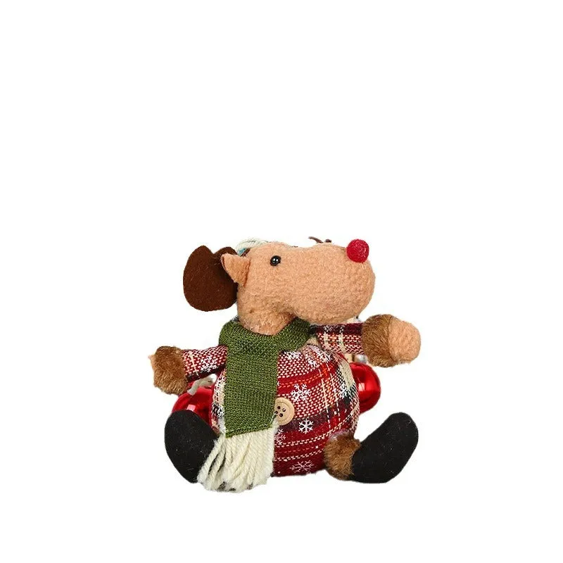 Christmas Snowman & Elk Plaid Button Doll Pendant Ornaments