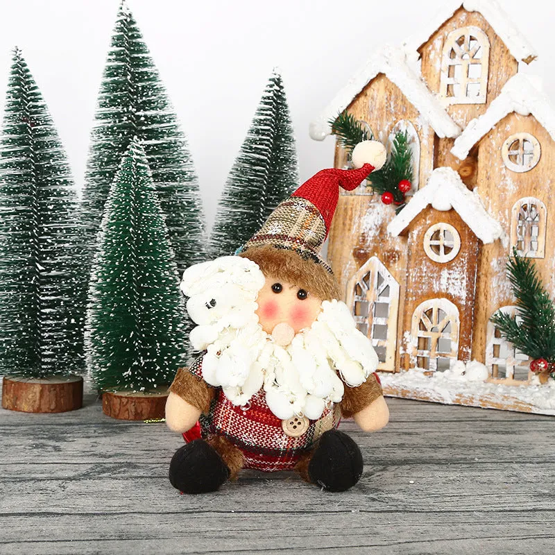 Christmas Snowman & Elk Plaid Button Doll Pendant Ornaments