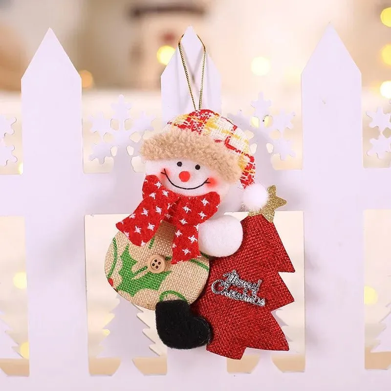 Christmas Tree Plush Doll Ornaments – Santa Claus & Snowman Hanging Pendants for Festive Home Décor & Holiday Gifts