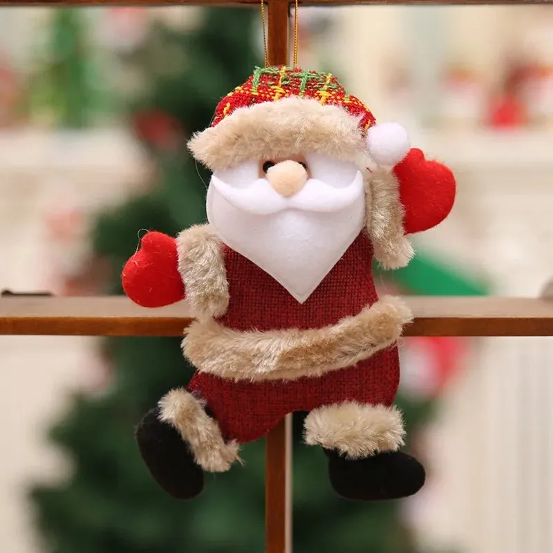 Christmas Tree Plush Doll Ornaments – Santa Claus & Snowman Hanging Pendants for Festive Home Décor & Holiday Gifts