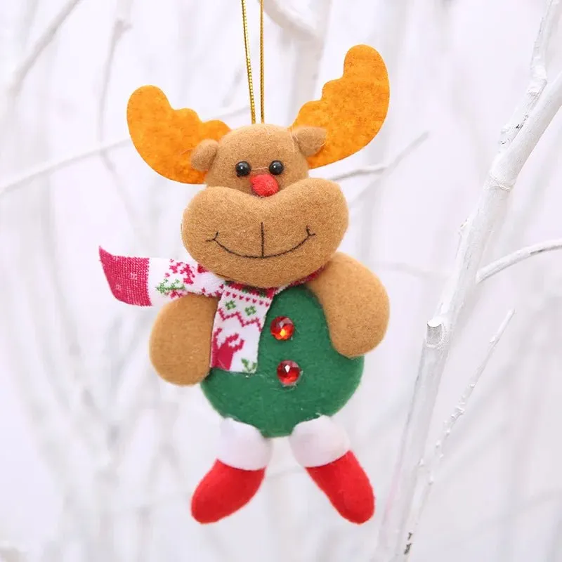 Christmas Tree Plush Doll Ornaments – Santa Claus & Snowman Hanging Pendants for Festive Home Décor & Holiday Gifts