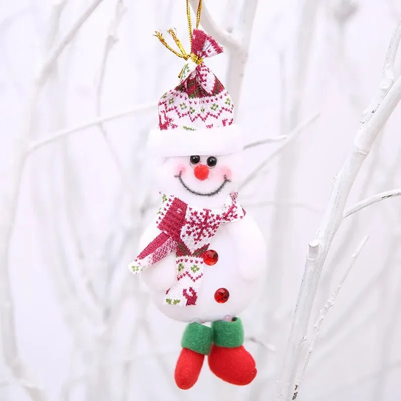 Christmas Tree Plush Doll Ornaments – Santa Claus & Snowman Hanging Pendants for Festive Home Décor & Holiday Gifts