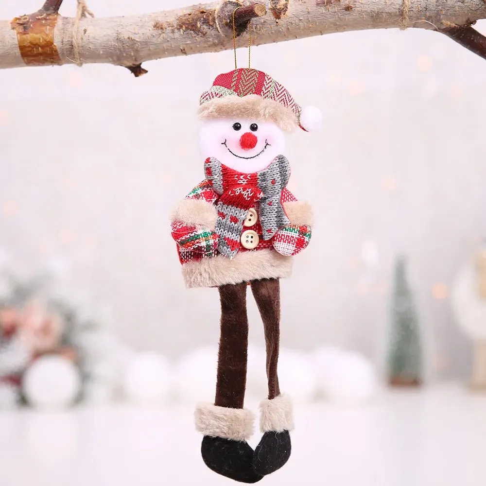 Christmas Tree Plush Doll Ornaments – Santa Claus & Snowman Hanging Pendants for Festive Home Décor & Holiday Gifts