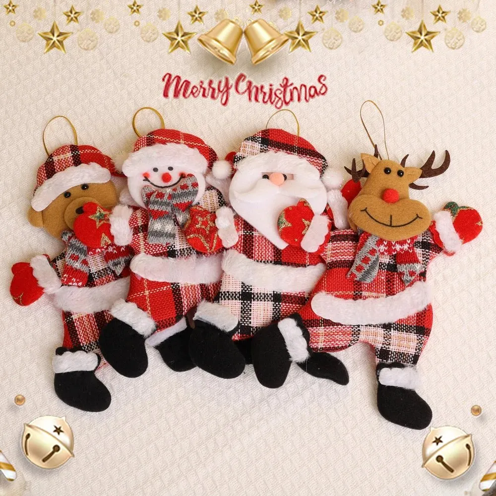 Christmas Tree Plush Doll Ornaments – Santa Claus & Snowman Hanging Pendants for Festive Home Décor & Holiday Gifts