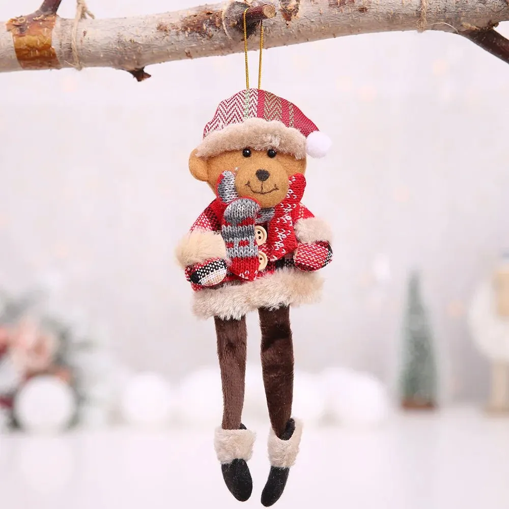 Christmas Tree Plush Doll Ornaments – Santa Claus & Snowman Hanging Pendants for Festive Home Décor & Holiday Gifts