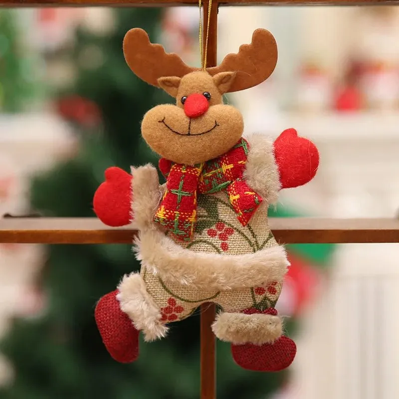 Christmas Tree Plush Doll Ornaments – Santa Claus & Snowman Hanging Pendants for Festive Home Décor & Holiday Gifts