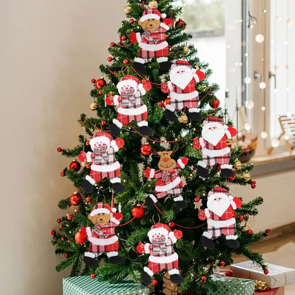 Christmas Tree Plush Doll Ornaments – Santa Claus & Snowman Hanging Pendants for Festive Home Décor & Holiday Gifts