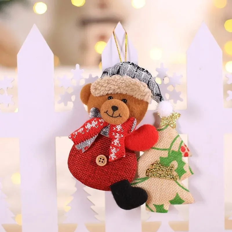Christmas Tree Plush Doll Ornaments – Santa Claus & Snowman Hanging Pendants for Festive Home Décor & Holiday Gifts